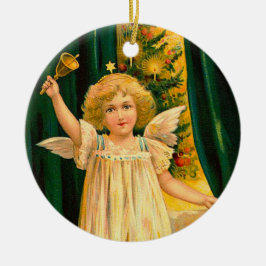 Ornamento De Cerâmica Angel ringing the bell for Christmas time