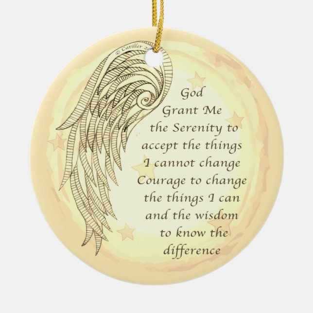 Ornamento De Cerâmica Angel Serenity Prayer (Frente)