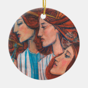 Ornamento De Cerâmica Angels Art Nouveau Ginger Auburn Red Hair Mulheres