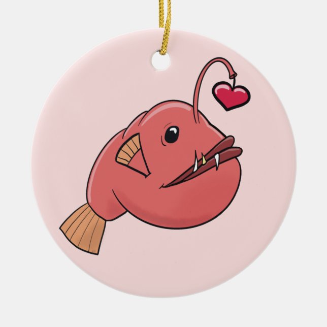 Ornamento De Cerâmica Angler no amor (Frente)