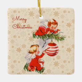 Ornamento De Cerâmica Ângulos decorando a árvore de Natal