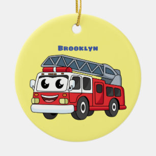 Ornamento De Cerâmica Animação de bombeiros felizes