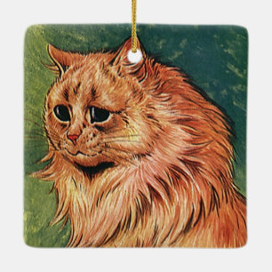 Ornamento De Cerâmica Animais de Estimação Antigos, Gato Laranja de Cabe