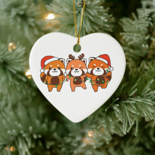 Ornamento De Cerâmica Animais de Natal do Panda Vermelho Cachorro Pandas