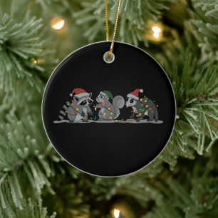 Ornamento De Cerâmica Animais de Natal Loucos de Santa Esquilo Gambá