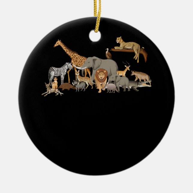 Ornamento De Cerâmica Animais De Zoológico Camiseiros Festa de aniversár (Frente)