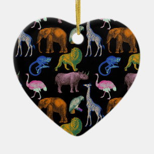 Ornamento De Cerâmica Animais de Zoológico Cores Vibrantes Pop Art Amant