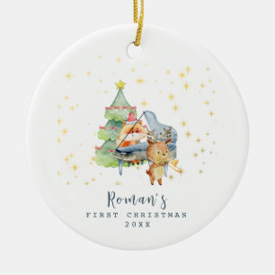 Ornamento De Cerâmica Animais Fofos da Floresta Natal Primeiro Natal do 