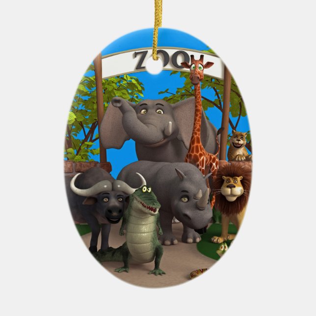 Ornamento De Cerâmica Animais no jardim zoológico (Frente)