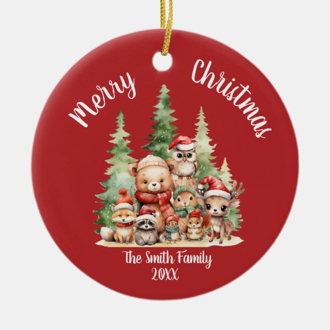 ORNAMENTO DE CERÂMICA ANIMAIS RÚSTICOS DE NATAL DE MADEIRA (Frente)