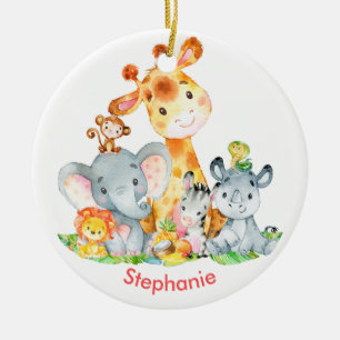 Ornamento De Cerâmica Animais Selvagens Cártaros Safari, de Cor-de-Águ