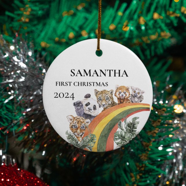 Ornamento De Cerâmica Animais Selvagens Fofos da Selva Arco-íris Primeir (Criador carregado)