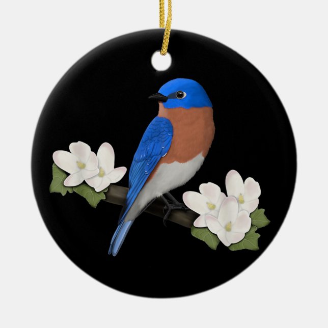 Ornamento De Cerâmica Animal da Ave-Pássaro-Azul (Frente)