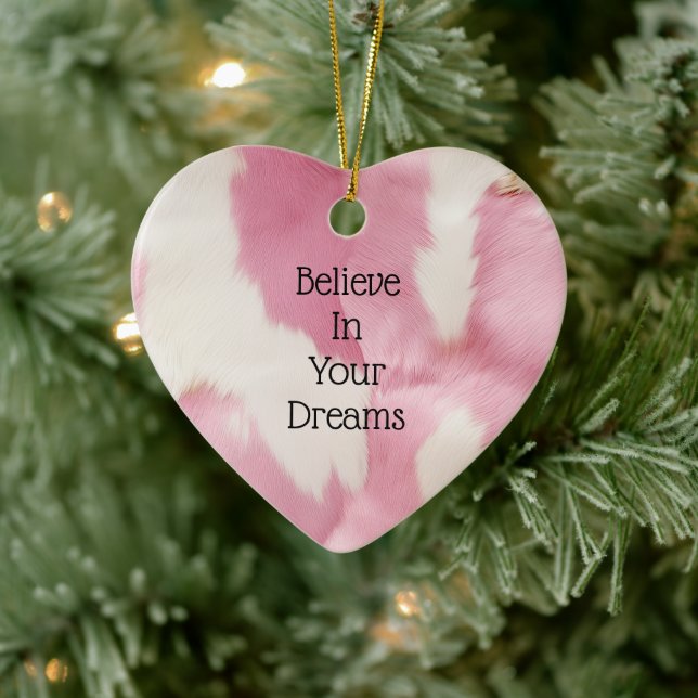 Ornamento De Cerâmica Animal Dourado branco-rosado-rosado (Árvore)