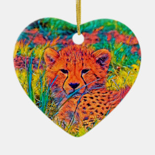 Ornamento De Cerâmica AnimalColor_Cheetah_017