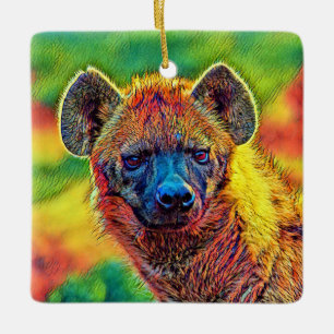 Ornamento De Cerâmica AnimalColor_Hyena_001