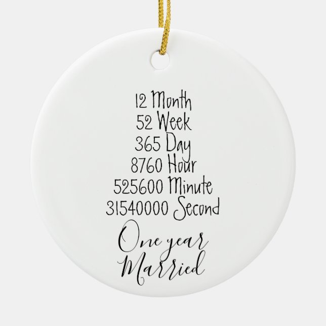 Ornamento De Cerâmica Aniversário 1rua ano casado amante de casamento (Frente)