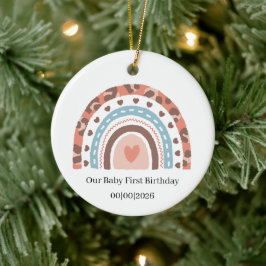 Ornamento De Cerâmica Aniversário Arco-íris Personalizado