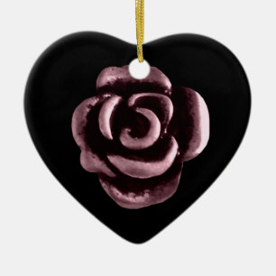 Ornamento De Cerâmica Aniversário cor-de-rosa gótico do coração