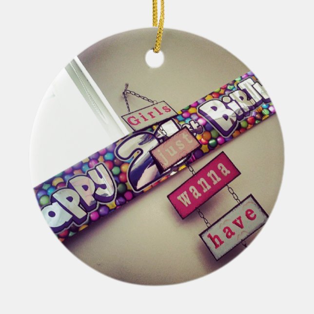 Ornamento De Cerâmica Aniversário de 21 anos (Frente)