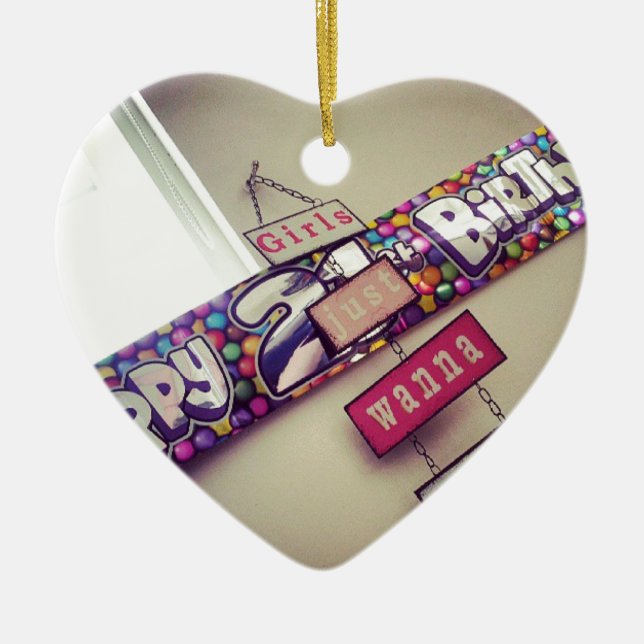 Ornamento De Cerâmica Aniversário de 21 anos (Frente)