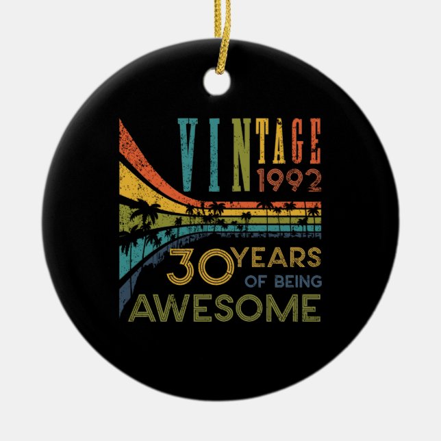 Ornamento De Cerâmica aniversário de 30 anos de aniversário de 30 anos V (Frente)