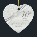 Ornamento De Cerâmica Aniversário de 30 Pearl<br><div class="desc">⭐ ⭐ ⭐ revisão ⭐ 5 estrelas. 🥇 UM DESIGN DE ARTE DE DIREITOS AUTORAIS ORIGINAL, DE Donna Siegrist, DISPONÍVEL SOMENTE NO ZAZZLE! Ornamento de Aniversário de Casamento de 30 Pearl pronto para você personalizar. Pode também ser utilizado noutras ocasiões, como o aniversário, a amizade, a dádiva de noiva, etc.,...</div>