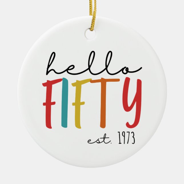 Ornamento De Cerâmica Aniversário de 50 anos (Frente)