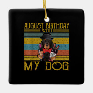 Ornamento De Cerâmica Aniversário De Agosto Com Meu Gordon Setter Dog 20
