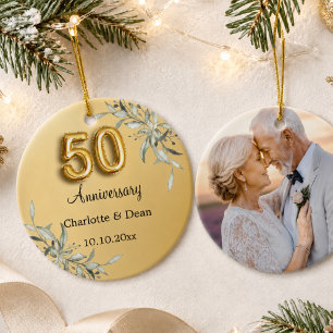 Ornamento De Cerâmica aniversário de casamento de 50 anos dourado foto f