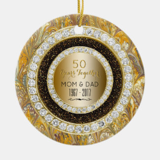 Ornamento De Cerâmica Aniversário de casamento do ouro 50th dos