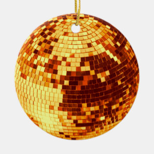 Ornamento De Cerâmica Aniversário de ouro com brilho de bola de disco re