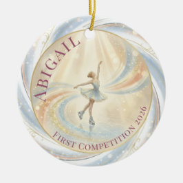 Ornamento De Cerâmica Aniversário de Patinação no Gelo de Inverno Elegan
