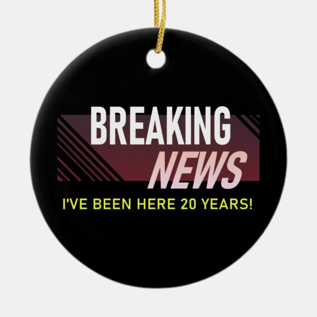 Ornamento De Cerâmica Aniversário de Trabalho de 20 anos Vigésima Monito (Frente)