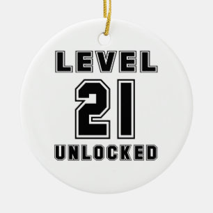 Ornamento De Cerâmica Aniversário Desbloqueado do Nível 21