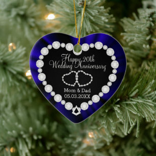 Ornamento De Cerâmica Aniversário do Casamento Azul de Sapphire   DIY T