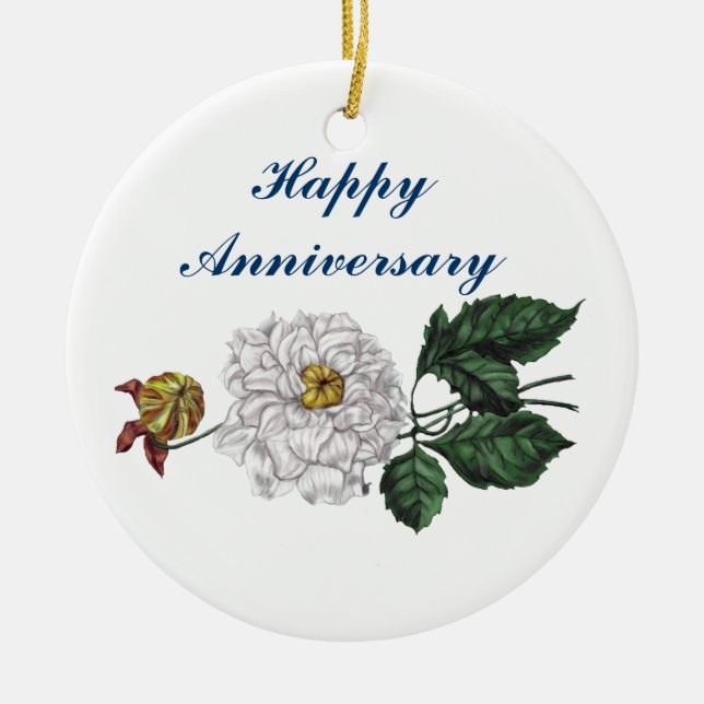 Ornamento De Cerâmica Aniversário, Magnolia Blossom (Frente)