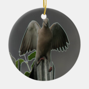 Ornamento De Cerâmica Aniversário Personalizado da Cave Angel Dove Fall