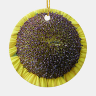 Ornamento De Cerâmica Aniversário Personalizado de Girassol Amarelo