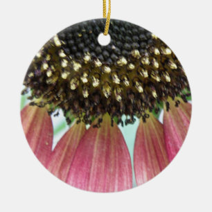 Ornamento De Cerâmica Aniversário Personalizado de Girassol Rosa