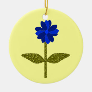 Ornamento De Cerâmica Aniversário Personalizado do Daisy Ocean Blue