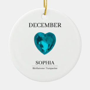 Ornamento De Cerâmica Aniversário Personalizado Turquesa Dezembro