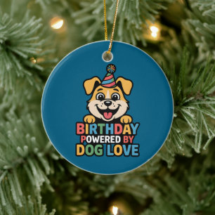 Ornamento De Cerâmica Aniversário Poderoso pelo Amor Canino Design
