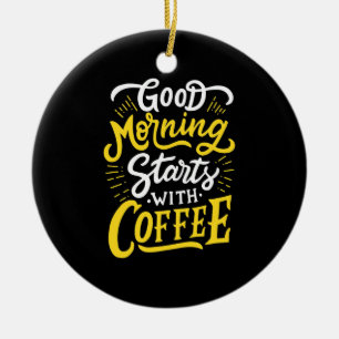 Ornamento De Cerâmica Aniversário Presente Bom Dia Comece Com Café