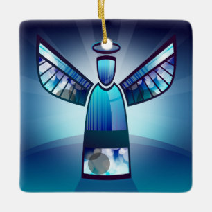 Ornamento De Cerâmica Anjo Azul