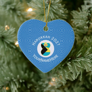 Ornamento De Cerâmica Anjo Bahamiano Personalizado de Hanukkah Loira Ban