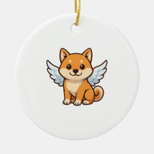 Ornamento De Cerâmica Anjo cachorro de desenho animado fofo Shiba Inu fe