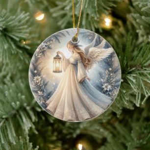 Ornamento De Cerâmica Anjo Celestial de Inverno Lanterna da Paz