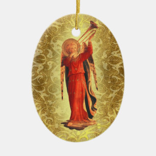 Ornamento De Cerâmica Anjo com trombeta