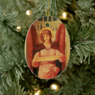 Ornamento De Cerâmica Anjo com um Pergaminho por John Melhuish Strudwick